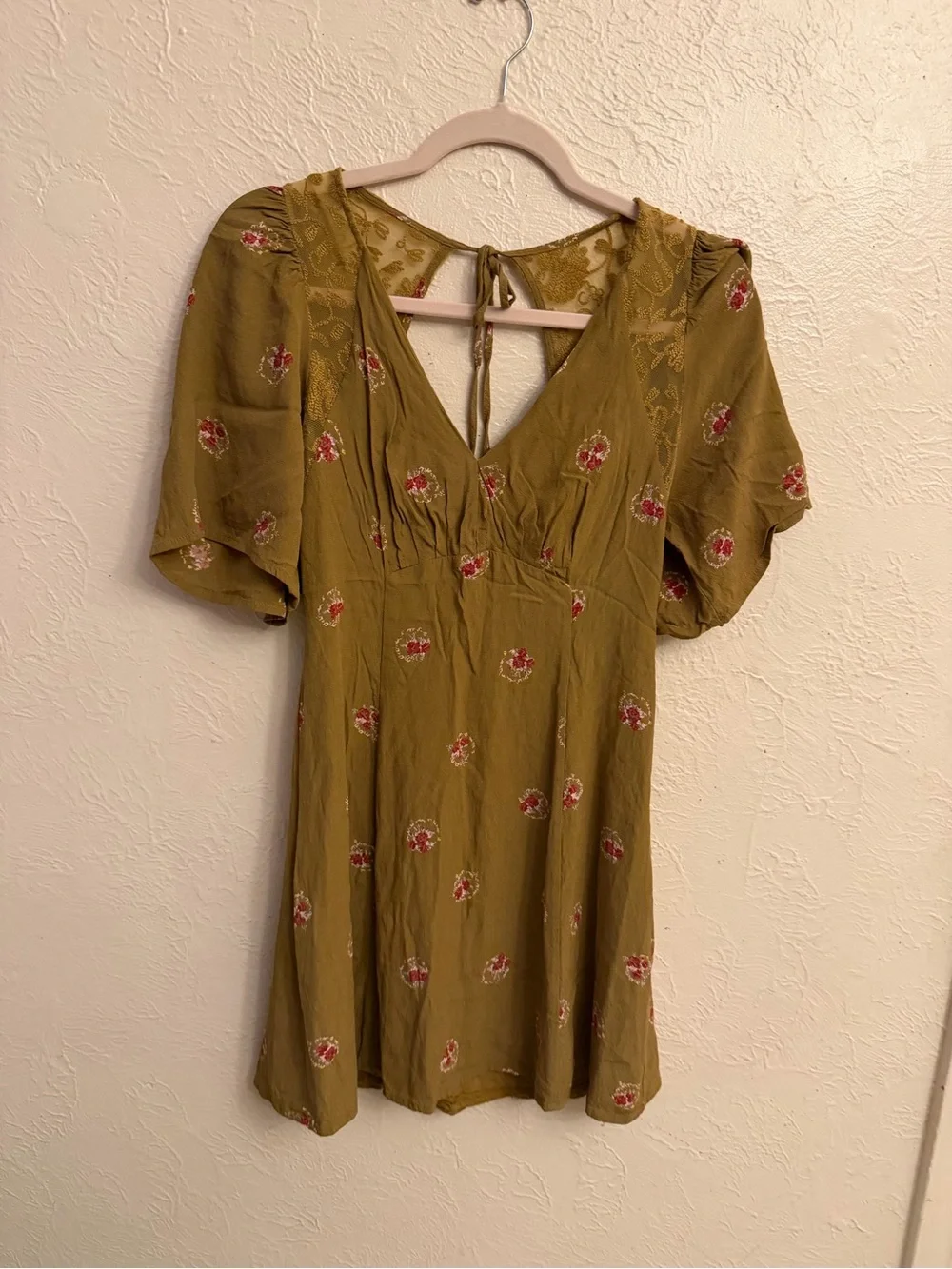 Free People Mustard Floral Open-Back Mini Dress - Picture 2 of 12